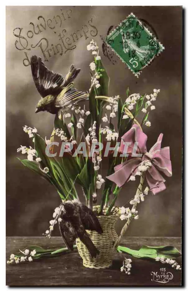 Büschel von Mädesüß und Vögel — Erinnerung an den Frühling — Myrka, n°115 - Vorderseite