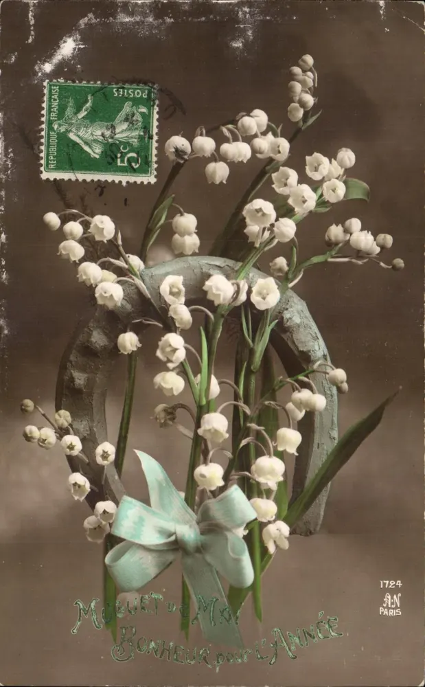 Lily of the Valley — bouquet dans un fer à cheval — éditeur A.N. PARIS n° 1724 - Vorderseite
