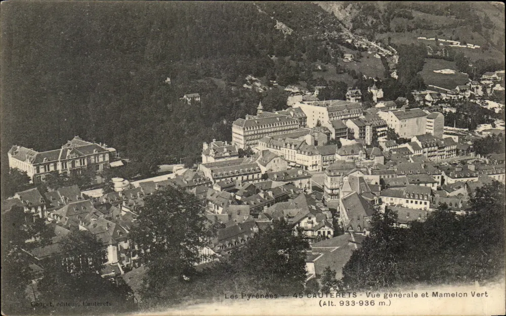 Cauterets — Visão geral e Mamelon Vert — editor Conget, Chauterets - Frente