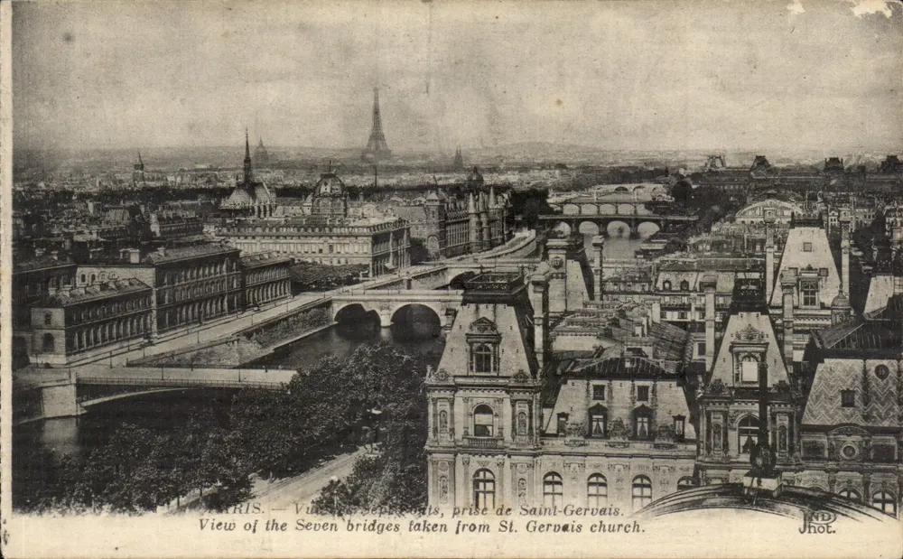 Paris — Vista dos Sete Pontes, tomada de Saint-Gervais — J.Hot. - Frente