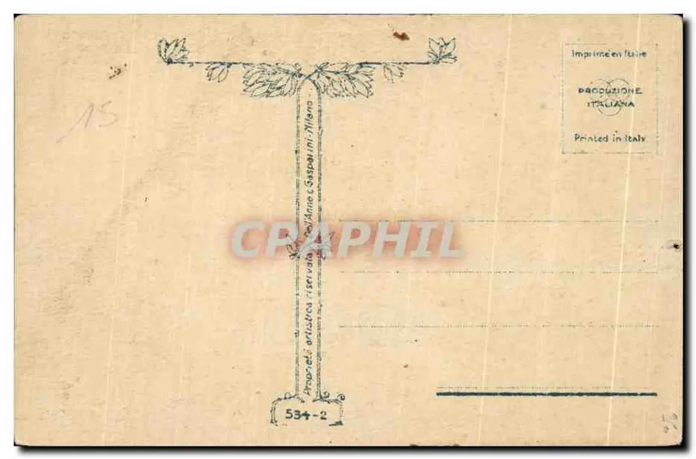 Zwei Kinder auf einer Hängebrücke — Berglandschaft am Sonnenuntergang — Verlag Gaspaurini, Mailand, Nr. 534-2 - Rückseite