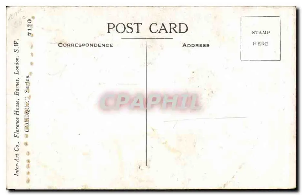 Buvardier — scène de pharmacie avec client ivre — Inter-Art Co. Série 7170 - Verso