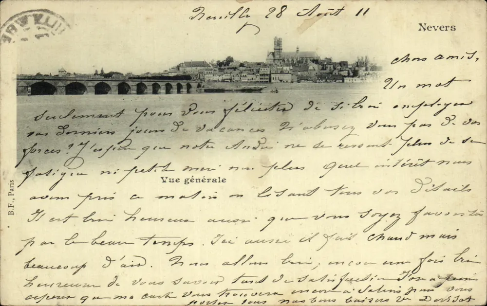 Vue générale de Nevers — éditeur B.F., Paris - Frente