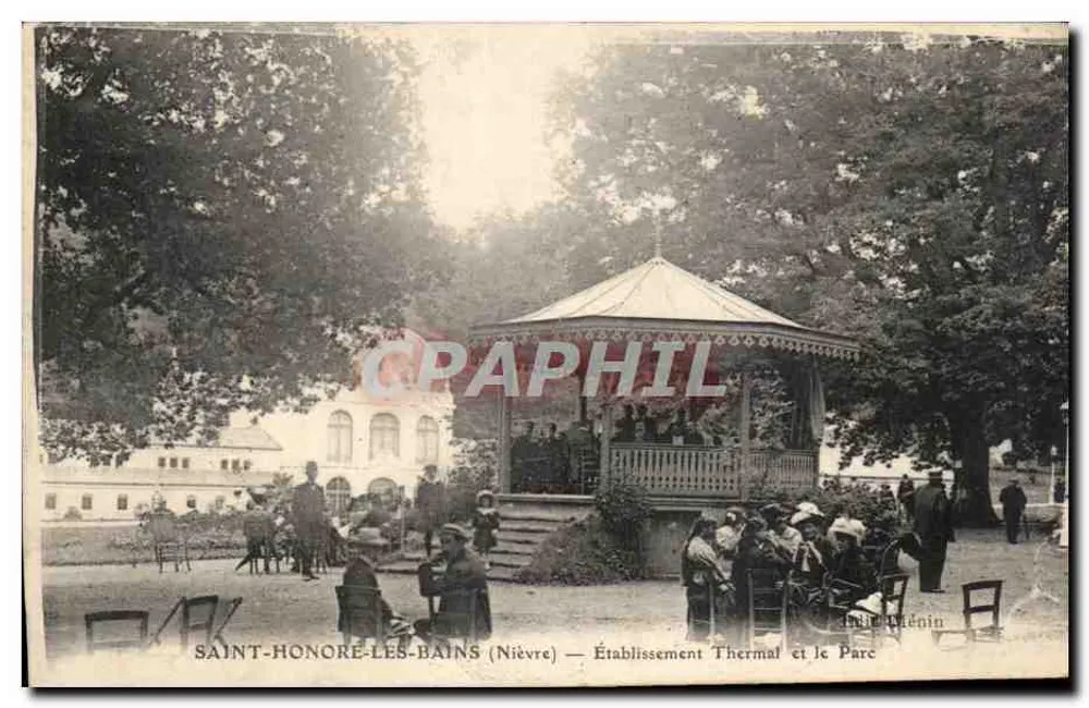 Saint-Honoré-les-Bains (Nièvre) — Thermalbad und der Park — Gedruckt von Indien Ménin - Vorderseite