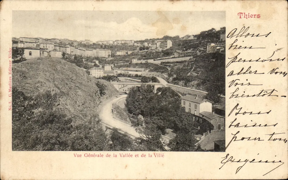 Allgemeiner Blick auf das Tal und die Stadt — Thiers — Verlag C. Martière, Nr. 7 - Vorderseite