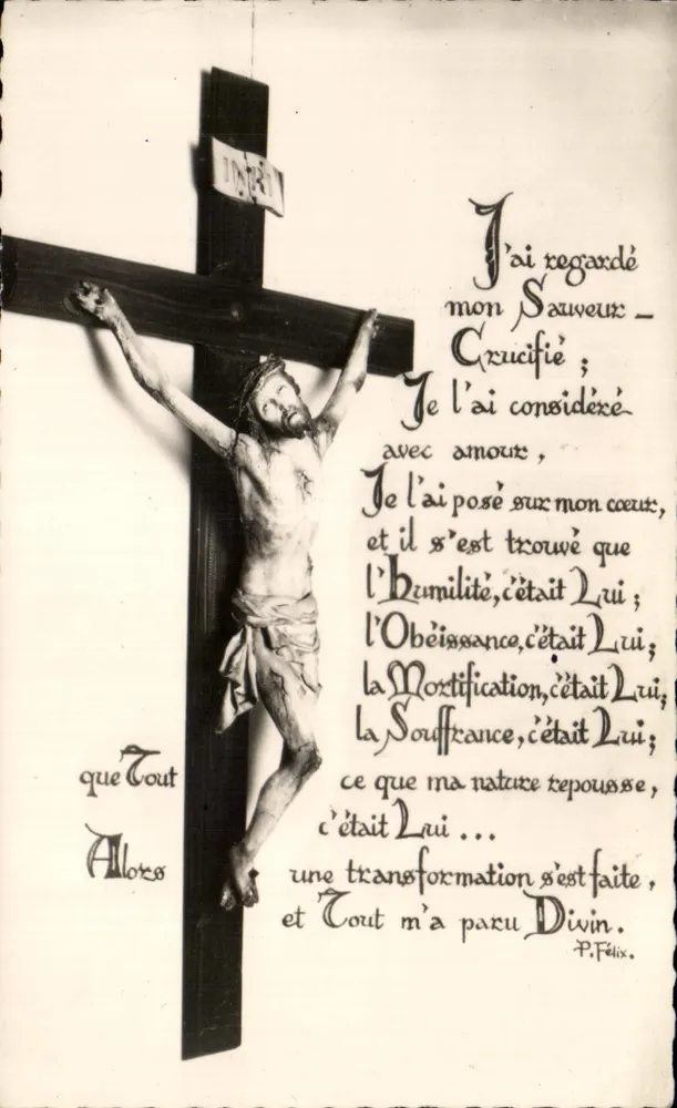 Christus am Kreuz — poetischer Text — Kapelle der Gnadenmedaille, Paris - Vorderseite