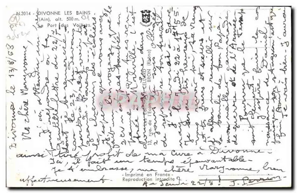 Divonne-les-Bains — Ansicht des Yachthafens — Verlag Cellard Bron - Rückseite
