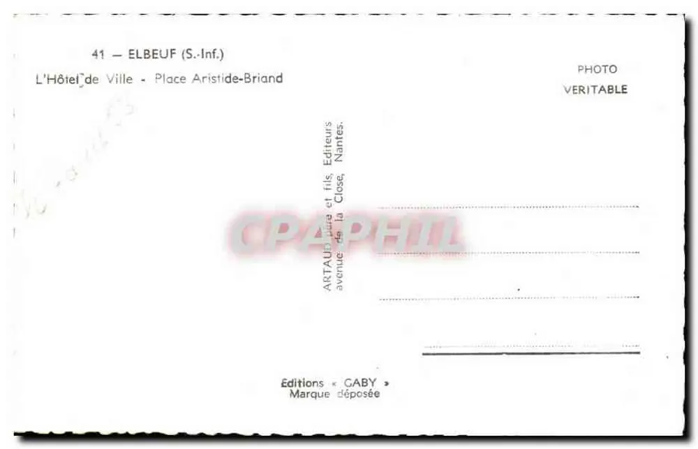Elbeuf — Rathaus und Aristide-Briand-Platz — Éditions Caby - Rückseite