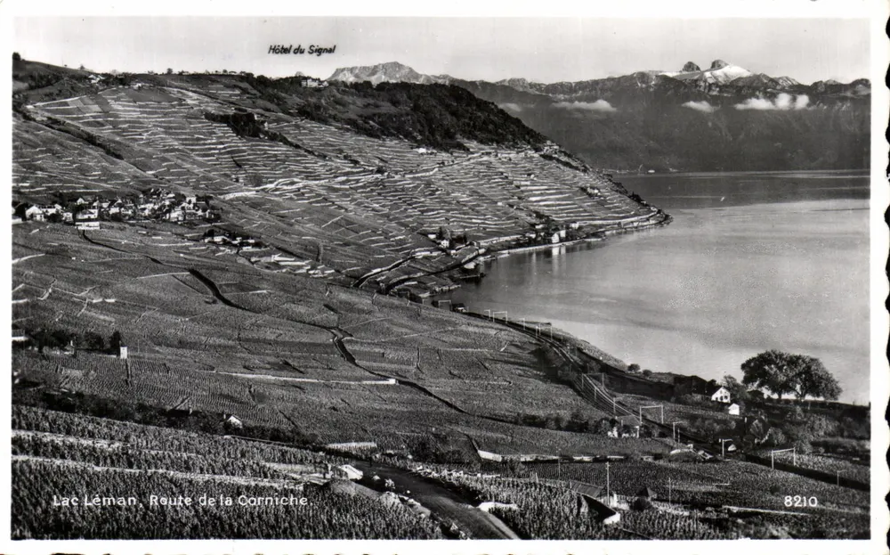 Lago Léman, Estrada da Corniche — Hotel do Sinal — Edição Fotográfica Perrochet, Lausanne, n° 8210 - Frente
