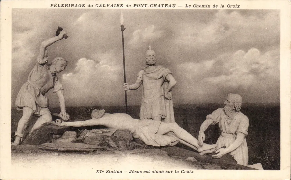 Pilgerreise des Calvaire de Pont-Château — Der Weg des Kreuzes — XI. Station — Jesus wird an das Kreuz genagelt - Vorderseite