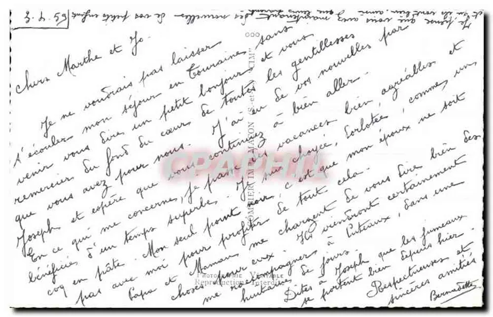 Joué-les-Tours — Hotel de Ville, Igreja, Castelo, Clos St-Victor, A Postagem — Editor não identificado - Verso