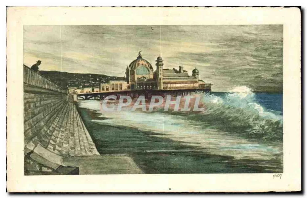 Nizza - Das Casino am Pier bei stürmischem Meer — Yvon, n°127 - Vorderseite
