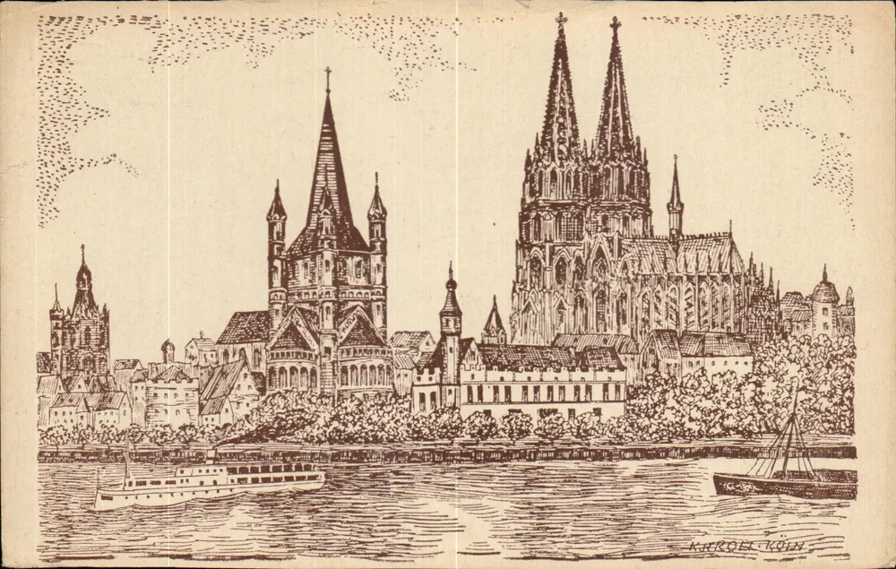 Köln — Kathedrale und Rheinufer — Verlag KARROEL-KÖLN - Vorderseite