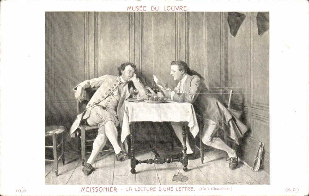 Meissonier - A leitura de uma carta — Museu do Louvre — (Coleção Chauchard) - Frente