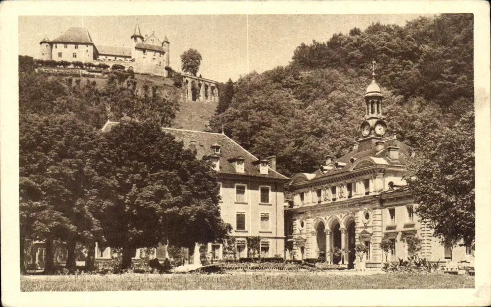 Uriage — Estabelecimento termal e o Castelo — Braun & Cie, Imp.-Edit. Mithouse-Dornach - Frente