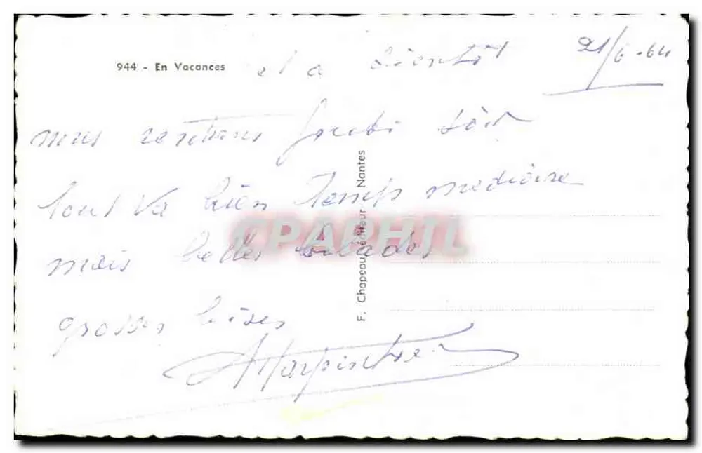 Mujer en bragas en la playa — Rosy — editor F. Chapsou, Nantes, n° 944 - Reverso