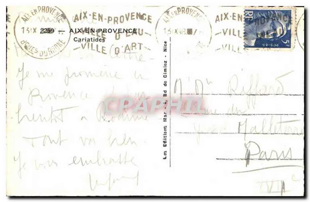 Aix-en-Provence — Cariatides da Villa d'Art — Éditions Mar de Gimlez - Verso