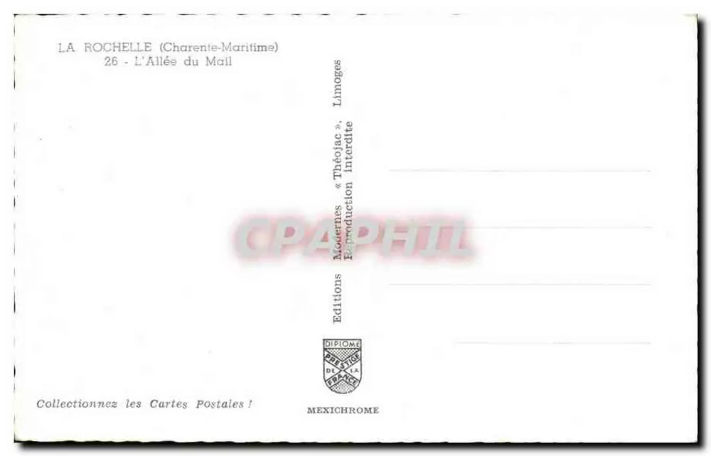 La Rochelle - A Avenida do Mail — Éditions Diplôme Presse de la France - Verso