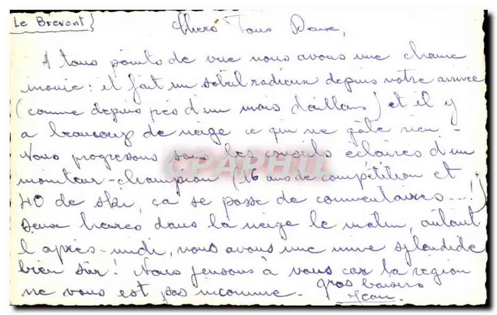 Esquiador em um pico nevado — Le Brevent — editor desconhecido - Verso