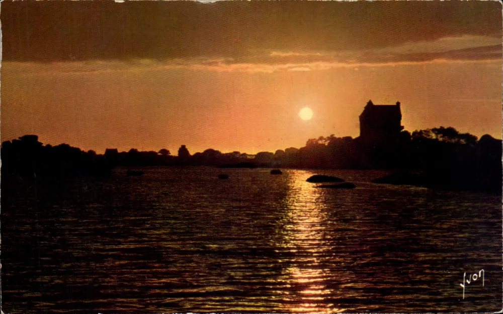 Sonnenuntergang über Costaëres — La Côte de Granit — Éditions d'Art Yvon - Vorderseite