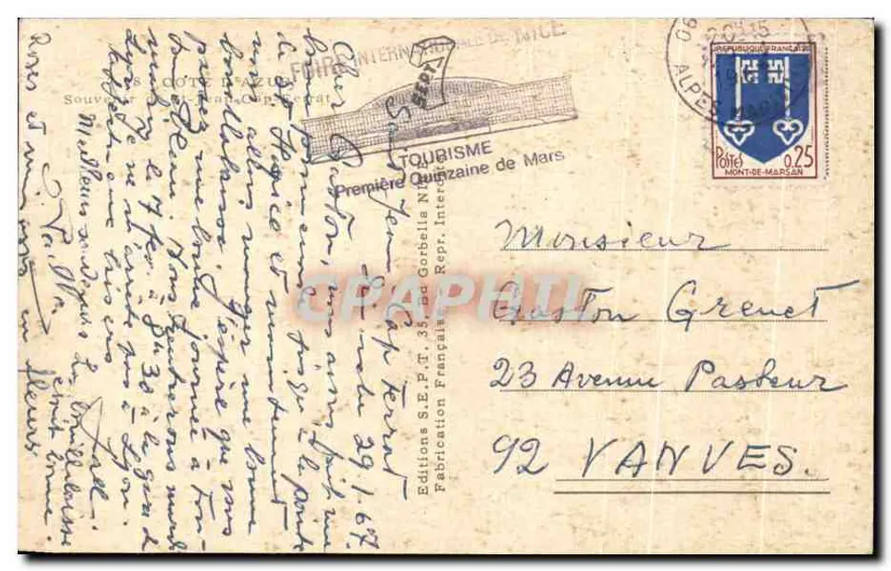Jean-Cap-Ferrat — widok panoramiczny portu i plaż — Pamiątka z Jean-Cap-Ferrat - Rewers