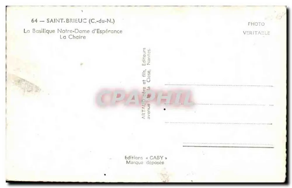 Saint-Brieuc (C.-du-N.) — Die Basilika Notre-Dame d'Espérance — Der Chorraum — Éditions Caby - Rückseite