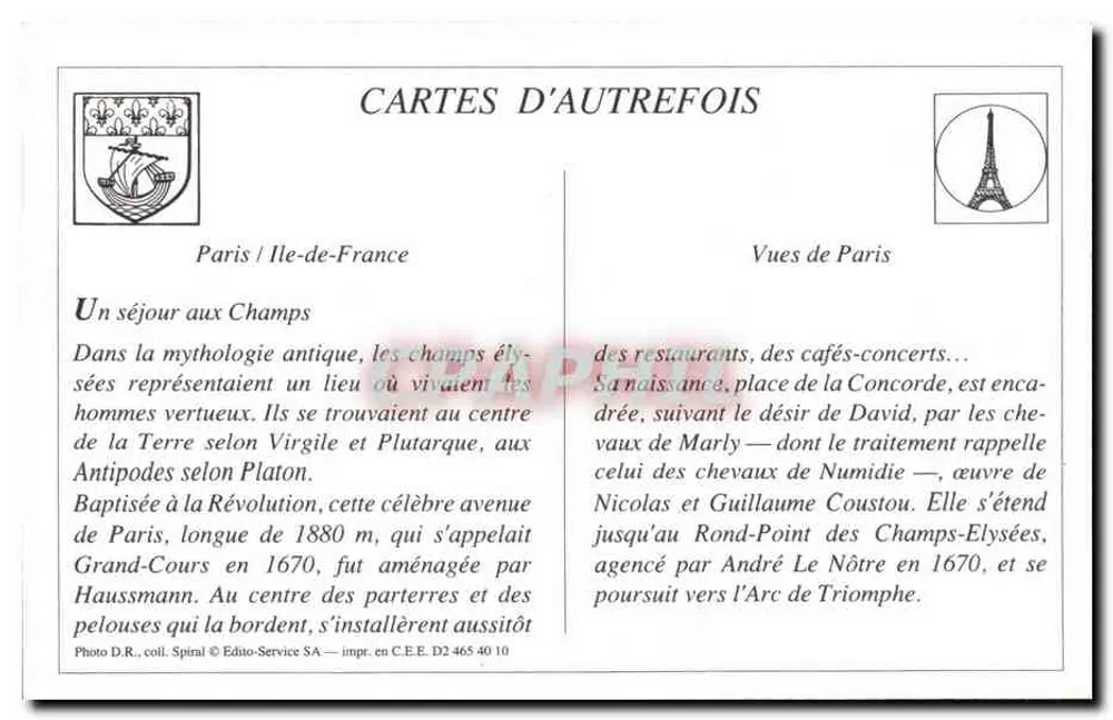 Avenue des Champs-Élysées — Paris — Vues de Paris, série D2 465 40 10 - Verso