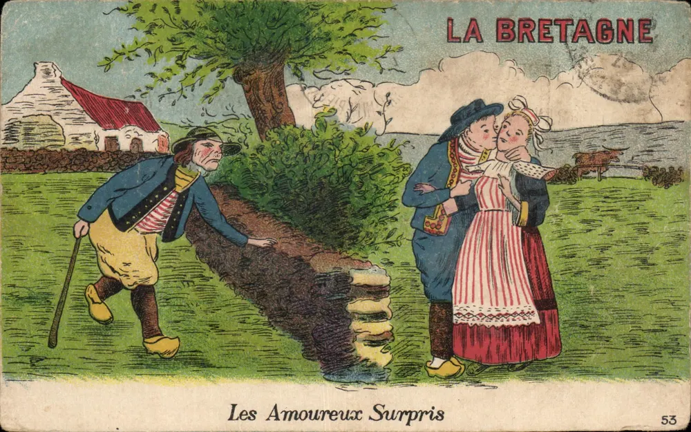 Bretagne — Die Überraschten Liebenden — Serie 53, herausgegeben von Arkraud & Nozais, Mantes - Vorderseite