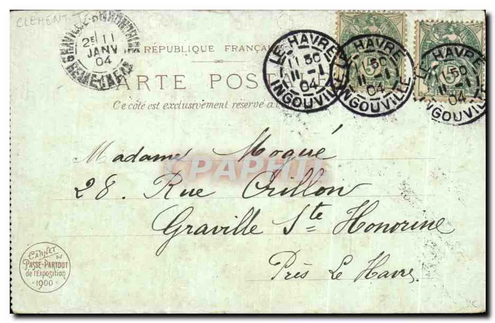 Espectáculo de marionetas — Havre — Caderno da Exposição de 1900 - Verso