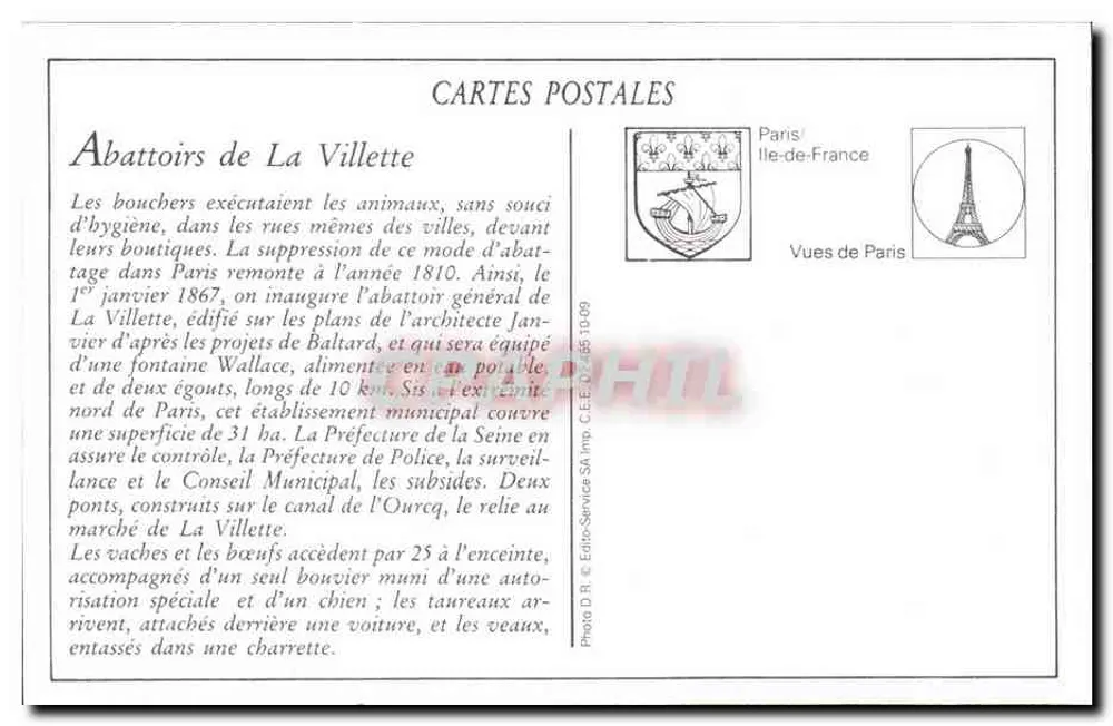 Abattoirs de la Villette — Fleischhändler — Éditeur C.E. 10-09 - Rückseite