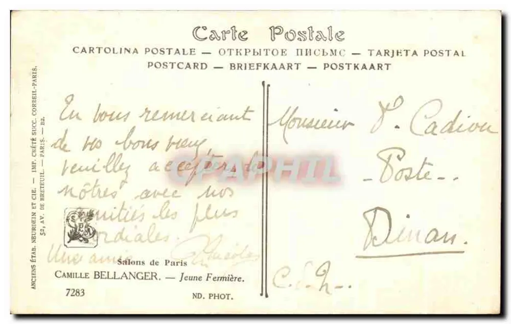 Junge Landwirtin — Camille Bellanger — Anciens Étab. Neurouin et Cie, Paris - Rückseite