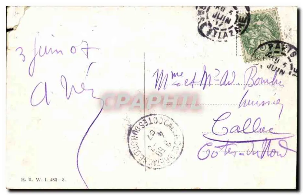 Condutor de automóvel — acidente com patos — editor B. K. W. I. 483-3 - Verso