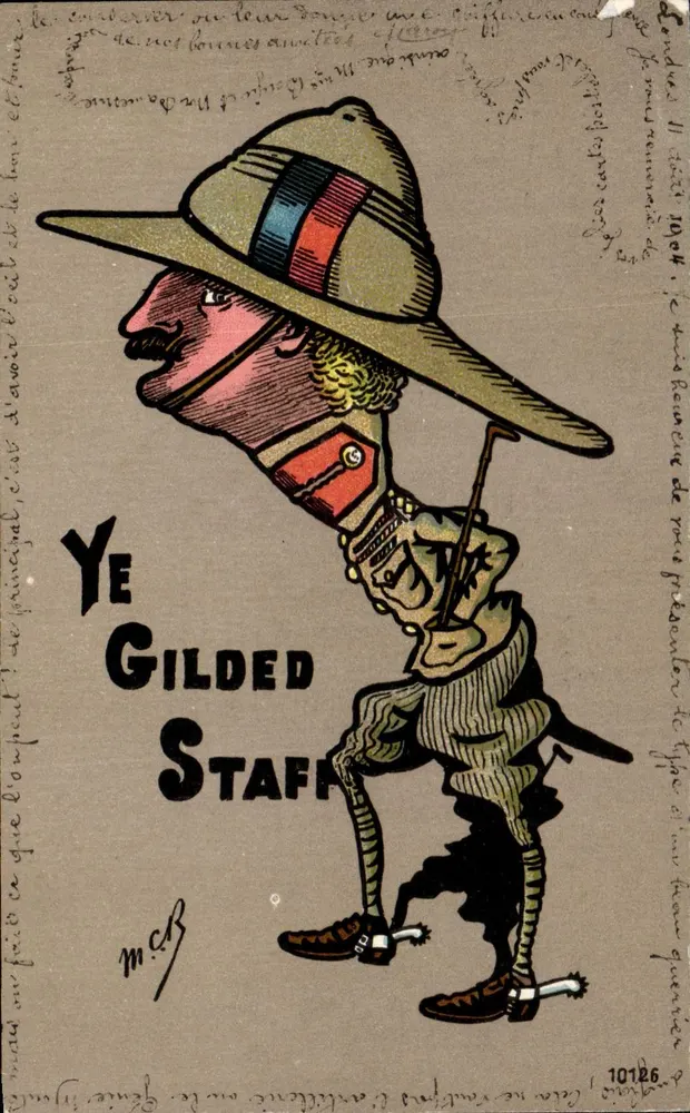 Caricatura de um oficial — 'Ye Gilded Staff' — The Wryneck Series, n° 10126 - Frente