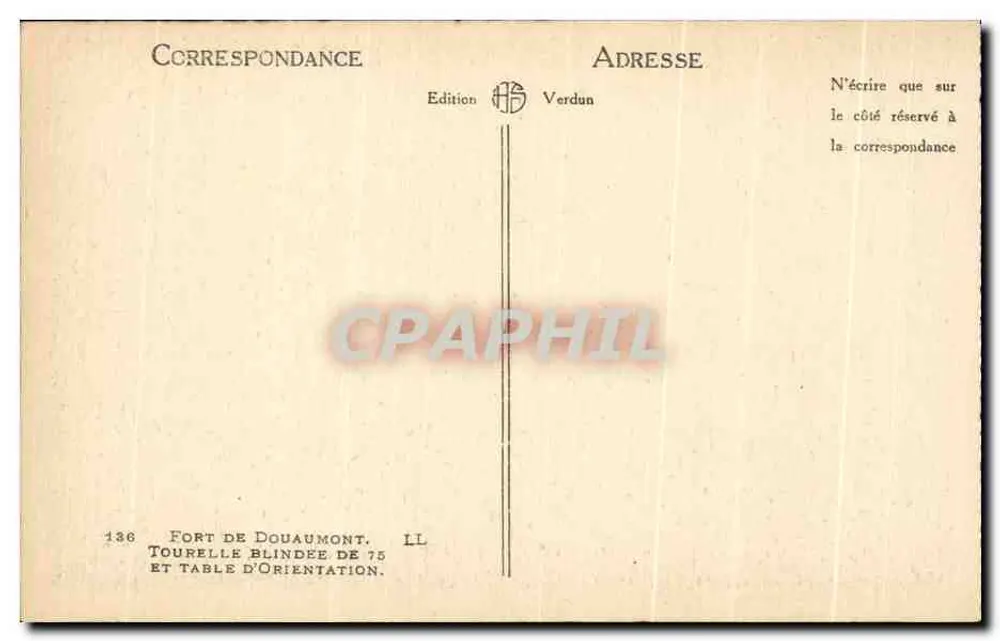 Fort Douaumont — Panzerkanone 75 mm und Orientierungstafel — Edition Verdun, Nr. 136 - Rückseite