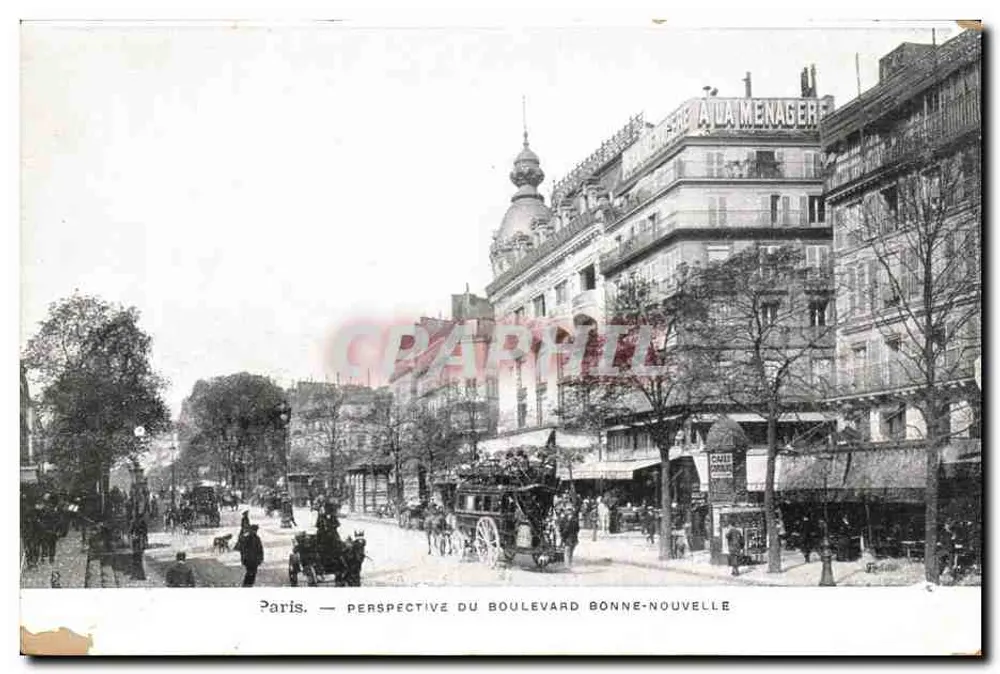 Parigi — Vista del Boulevard Bonne-Nouvelle — Grande Teinturerie Lyonnaise Guibert-Cadeau, Angers - Recto