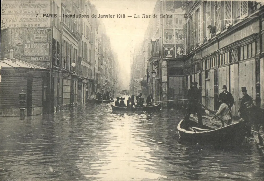 Paris — Überschwemmungen im Januar 1910 — La Rue de Seine — EAI - Vorderseite