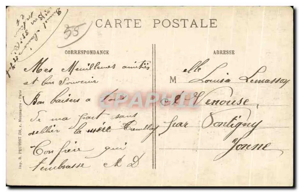 Chardogne (Meuse) - Rue Nève — éditeur Binoist, imprimeur à Bar-le-Duc (Meuse) - Verso