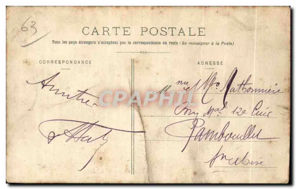A Bourrée — Auvergne — Lib. Douge-Béal, 24 Rue de l’Écu, Clermont-Ferrand, n° 424 - Verso
