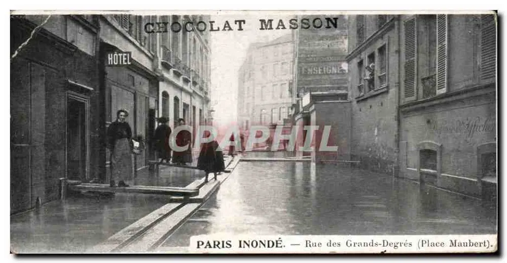 Paris überschwemmt — Rue des Grands-Degrés (Place Maubert) — Chocolat Masson - Vorderseite