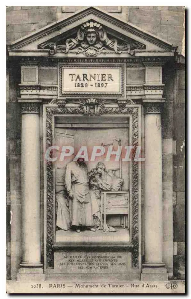 Monument de Tarnier — Paris — Rue d'Assas — Editora ELD, n° 2038 - Frente