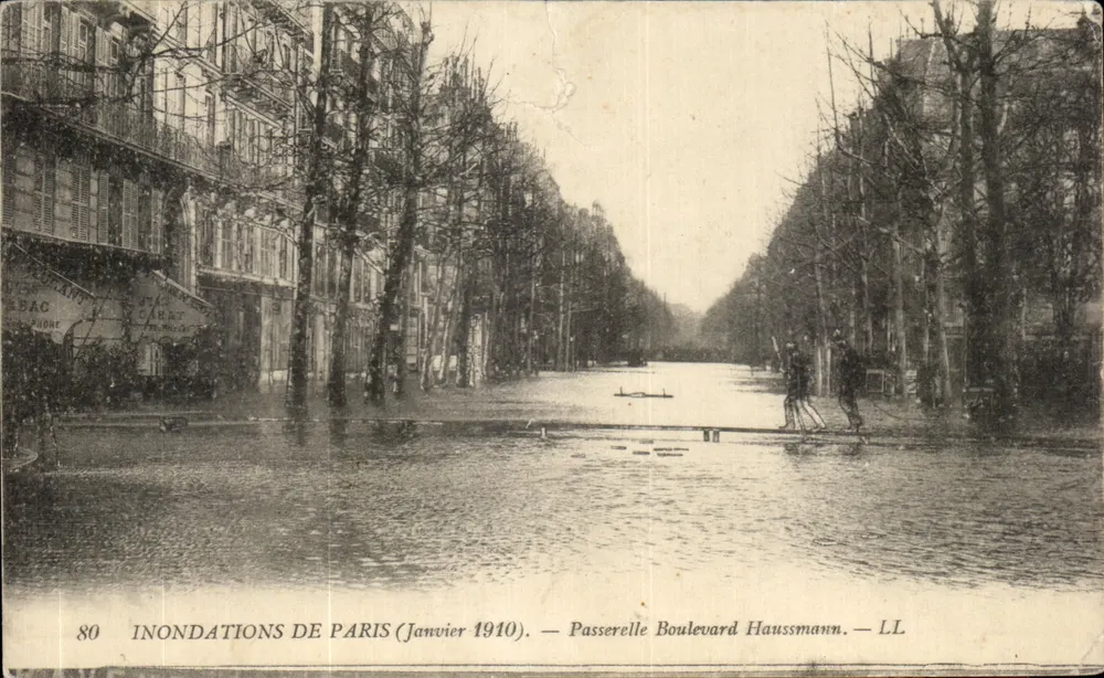 Inondations de Paris — Passerelle Boulevard Haussmann — LL - Vorderseite