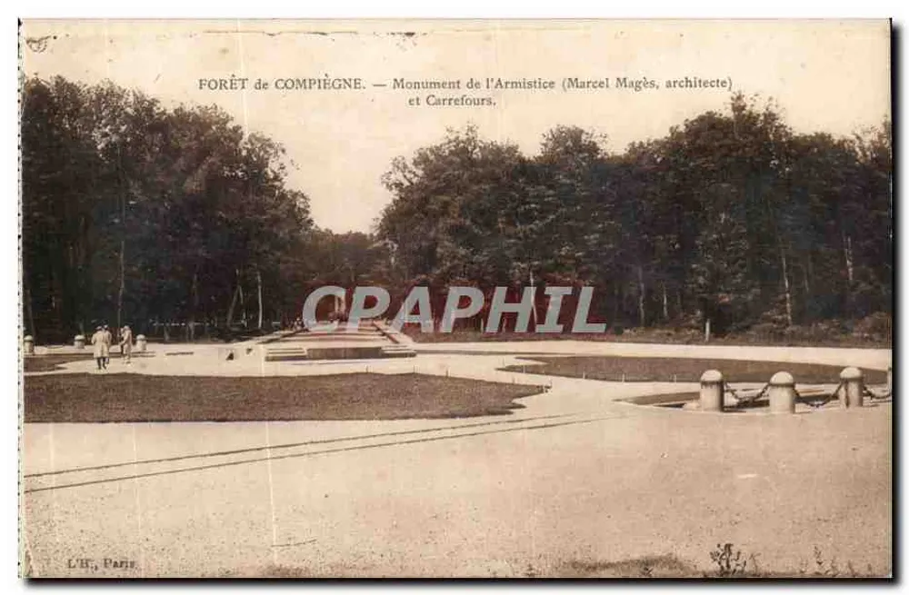Wälder von Compiègne — Waffenstillstandsdenkmal (Marcel Magès, Architekt) und Kreuzungen - Vorderseite