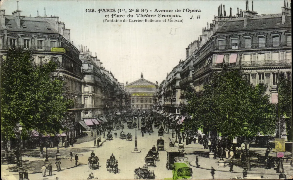 Paris (1. 2. & 9.) - Avenue de l'Opéra und Place du Théâtre Français — J. H. - Vorderseite