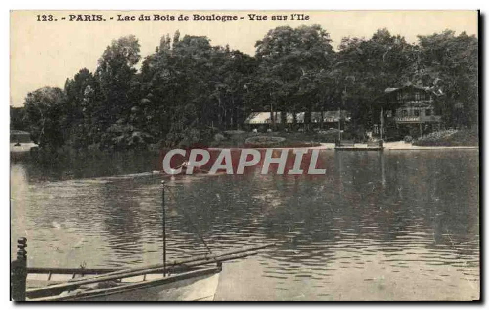 Paris - See des Bois de Boulogne - Ansicht der Insel - Vorderseite