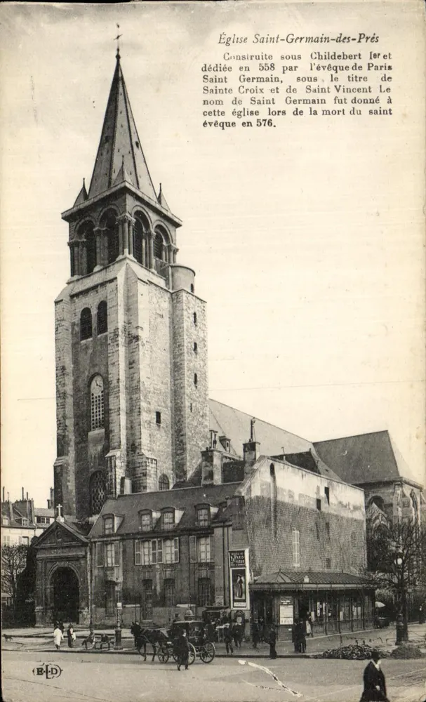 Église Saint-Germain-des-Prés — vue de la tour et du porche, éditeur BLD - Frente