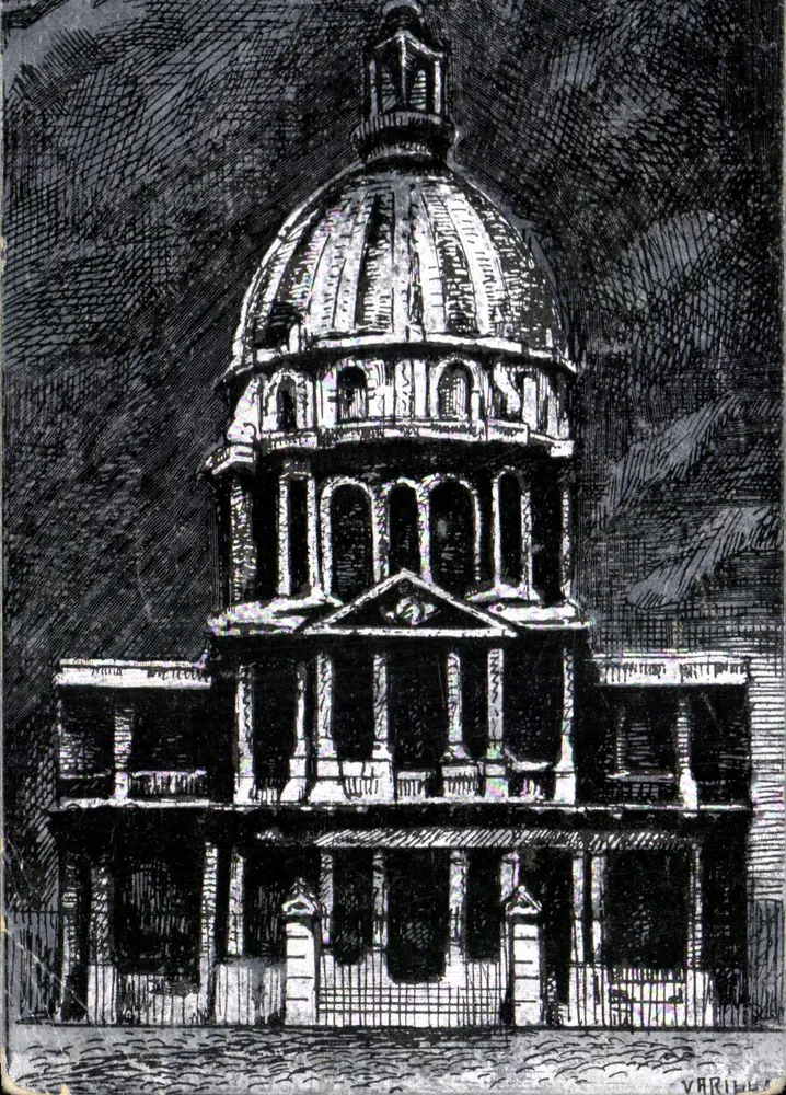 Le Panthéon — vue de nuit — gravure de Varille - Frente