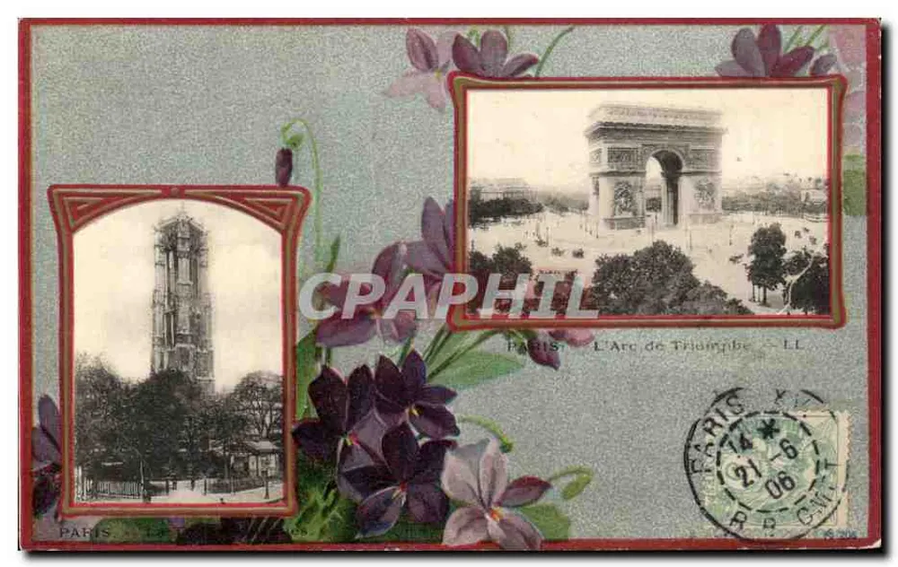 Paris — Turm der Uhr und Arc de Triomphe — LL - Vorderseite
