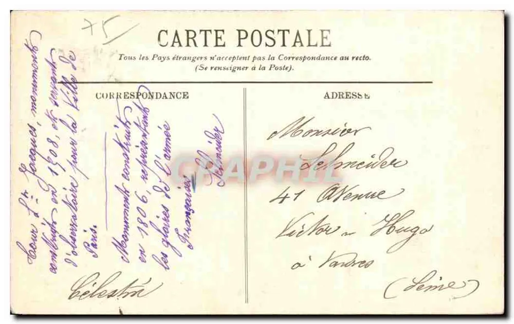 Paris — Turm der Uhr und Arc de Triomphe — LL - Rückseite