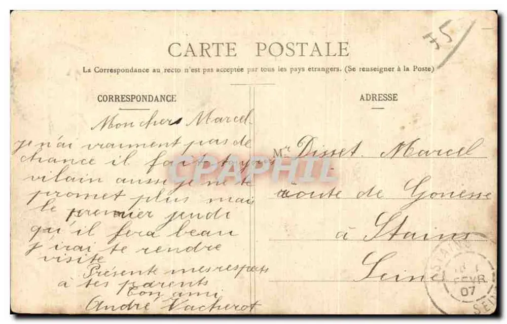 Paris - A Praça Armand-Carrel - G. I. - n°485 - Verso