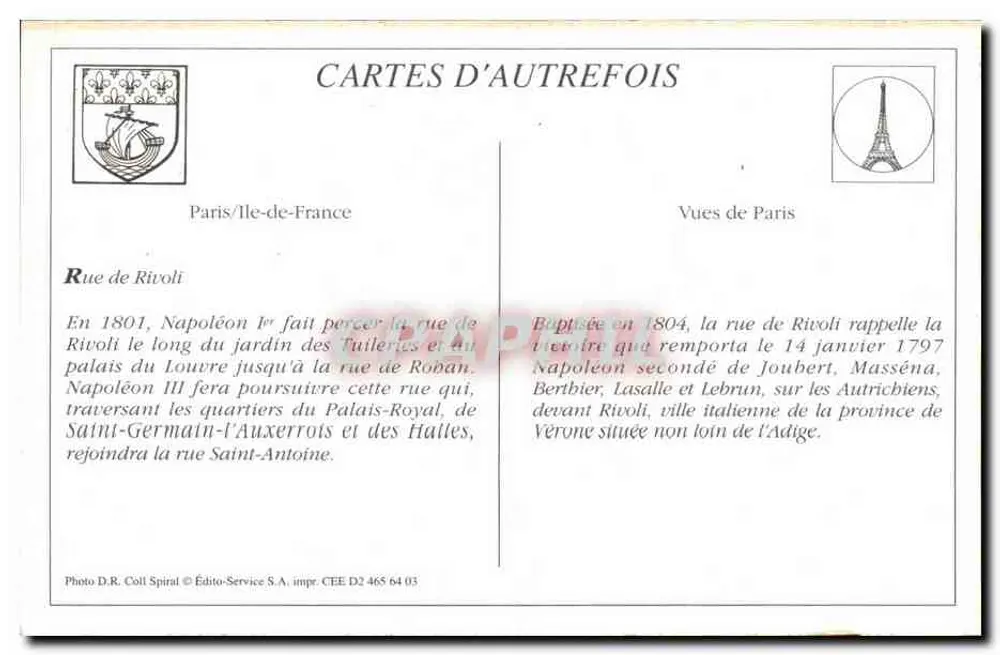 Paris — Jardin des Tuileries und Rue de Rivoli — ND Phot - Rückseite